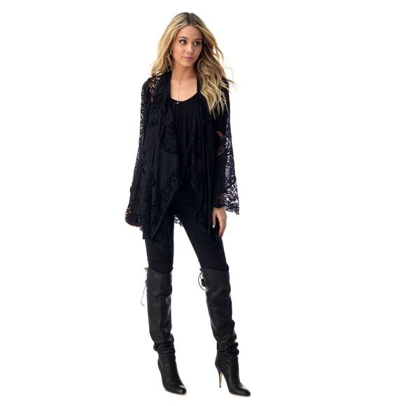 Sky XS Holu Jacket Wrap Cover Up Black Embroidered Fall Fashion - Picture 12 of 12